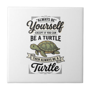 Lustige Schildkröten-Zitate Vintage-Gravur-Design  Fliese