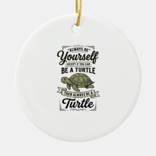Lustige Schildkröten-Zitate Vintage-Gravur-Design  Keramik Ornament