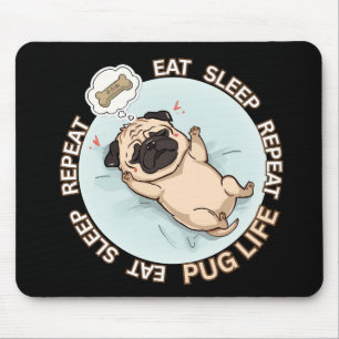 Lustige schlafende Mops-Mauspad Essen Schlafen W Mousepad