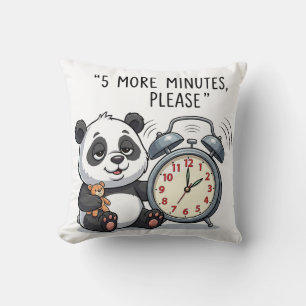 Lustige schlafende Panda-Illustration mit Wecker  Kissen