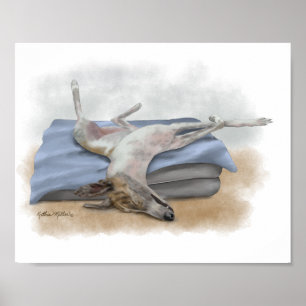 Lustige schlafende Windhund-Cartoon Poster