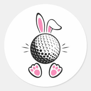 Lustige schlaffe Hasenohren Golf Liebhaber Süßer H Runder Aufkleber