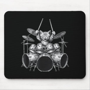 Lustige Schlagzeugkatze spielt Schlagzeug Musik Ku Mousepad