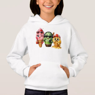 Lustige schmelzende Eiscreme-Truppe Kawaii Charakt Hoodie