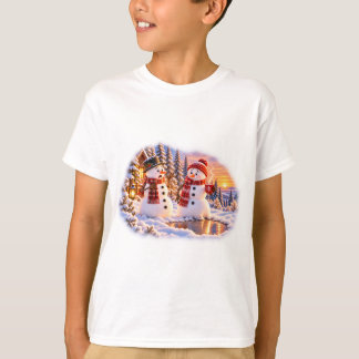 Lustige schmelzende Schneemänner mit heißer Schoko T-Shirt