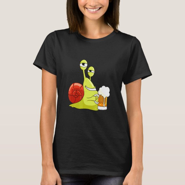 Lustige Schnecke mit Biergarten T-Shirt (Vorderseite)