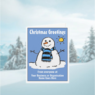 Lustige Schneemann-Firmen-Weihnachtskarte mit QR-C Feiertagskarte