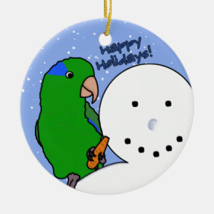 Lustige Schneemann Parrotlet Verzierung Keramik Ornament