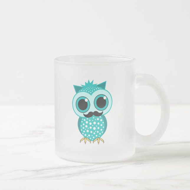 lustige Schnurrbarteule Mattglastasse (Rechts)