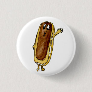 Lustige Schokoladen-Eclair-Sonderkuchen-Cartoon-Ku Button