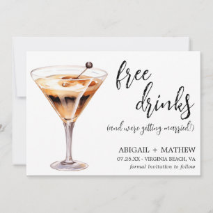 Lustige Schokoladen-Martini-Cocktail-Foto-Hochzeit Save The Date