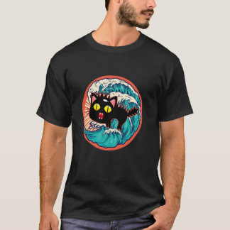 Lustige schreckliche japanische Katze Retro Vintag T-Shirt