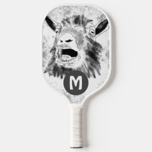 Lustige schreiende Ziegenmonogramm Pickleball Schläger