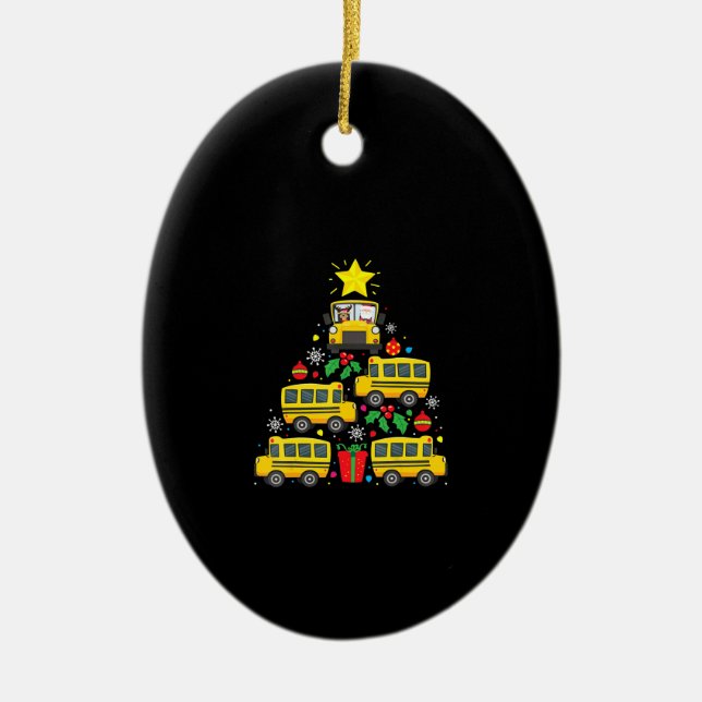 lustige Schulbusfahrer Weihnachtsbaumschmuck Keramik Ornament (Vorne)