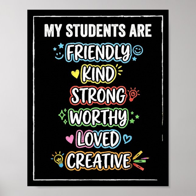 Lustige Schüler sind freundlich stark Autismus-Bew Poster (Vorne)