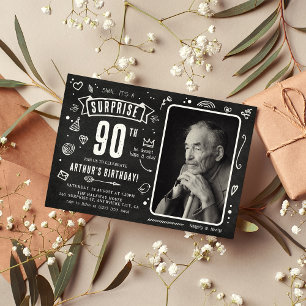 Lustige Schultafel-Doodle-Foto-Überraschung 90. Ge Einladung