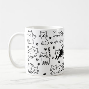 Lustige Schwarz-Weiß-Katzenmuster-Tasse Kaffeetasse