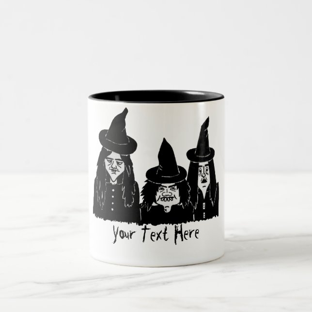 lustige schwarze Hexen beängstigend Zweifarbige Tasse (Mittel)