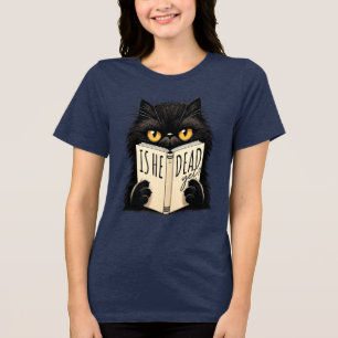Lustige schwarze Katze, die ein Buch liest, Design Tri-Blend Shirt