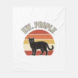 Lustige schwarze Katze Ew Leute Vintage Retro Desi Fleecedecke