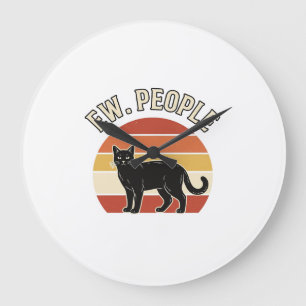 Lustige schwarze Katze Ew Leute Vintage Retro Desi Große Wanduhr