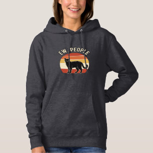 Lustige schwarze Katze Ew Leute Vintage Retro Desi Hoodie