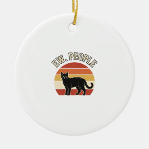 Lustige schwarze Katze Ew Leute Vintage Retro Desi Keramik Ornament