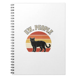 Lustige schwarze Katze Ew Leute Vintage Retro Desi Notizblock