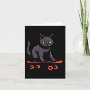 Lustige schwarze Katze fährt Skateboard Lazy Retro Karte