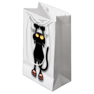 Lustige schwarze Katze fällt um - individuelle Ges Kleine Geschenktüte