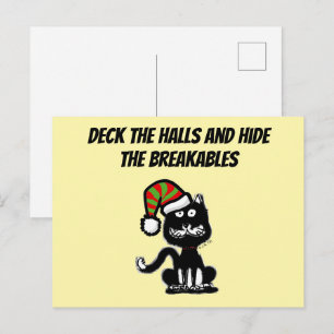 Lustige schwarze Katze Feiertags Humor Festliche K Postkarte