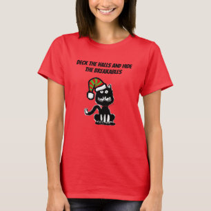 Lustige schwarze Katze Feiertags Humor Festliche K T-Shirt