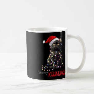 Lustige schwarze Katze Frohe Kuss meine Weihnachte Kaffeetasse