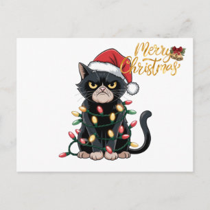 Lustige schwarze Katze Frohe Weihnachten