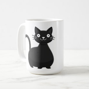 Lustige schwarze Katze große Augen süße Katzenillu Kaffeetasse