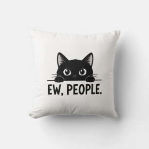 Lustige schwarze Katze "Igitt, Leute." Kaffeetasse Kissen