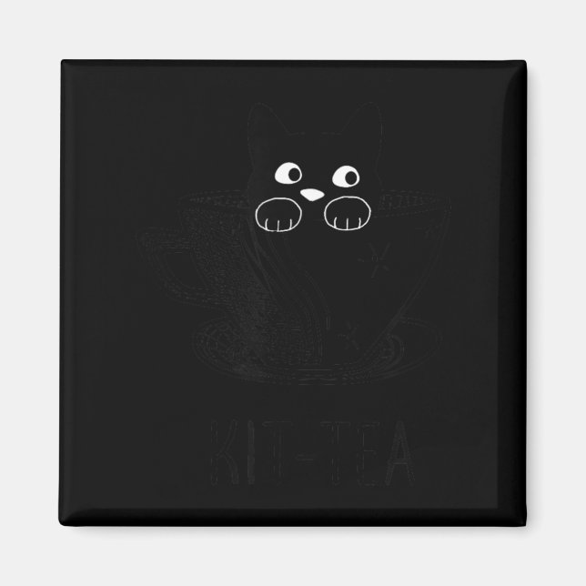 Lustige schwarze Katze Kit-Tea Grafik Magnet (Vorne)