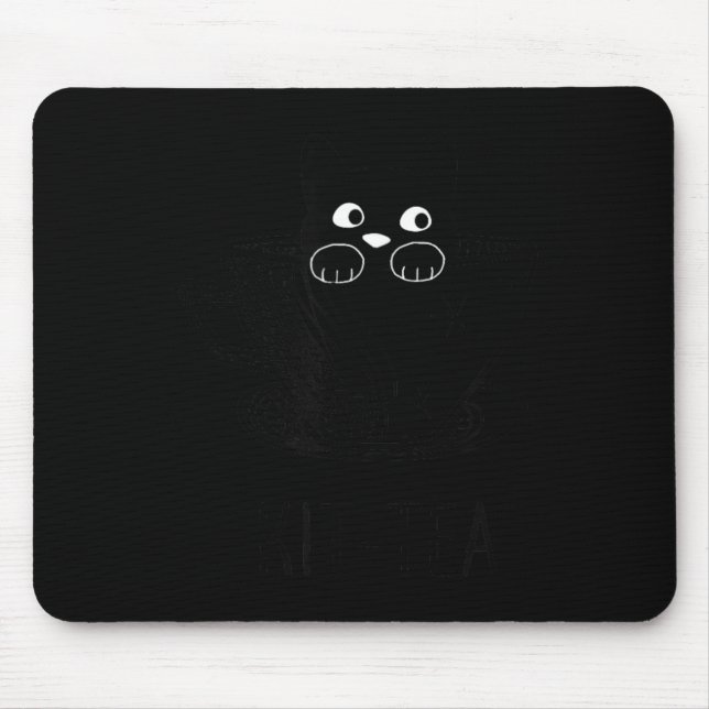 Lustige schwarze Katze Kit-Tea Grafik Mousepad (Vorne)