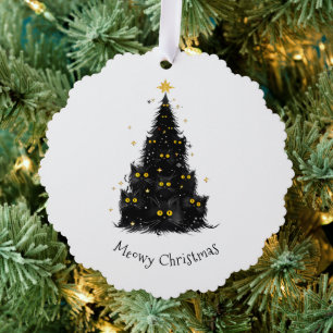 Lustige schwarze Katze Meowy Weihnachtsbaum Ornament Karte