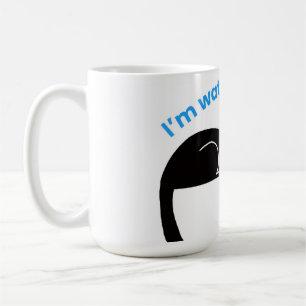 Lustige schwarze Katze  Minimale Illustration Kaffeetasse