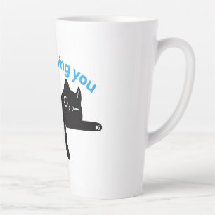 Lustige schwarze Katze  Minimale Illustration Milchtasse