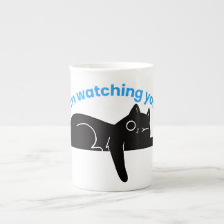 Lustige schwarze Katze Minimale Illustration Prozellantasse