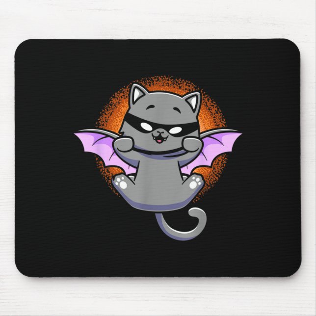 Lustige schwarze Katze mit Fledermausflügel-Kätzch Mousepad (Vorne)