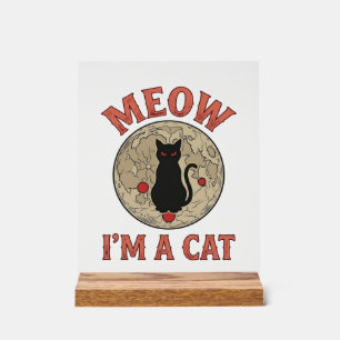 Lustige schwarze Katze Mond Vintage Halloween-Desi Acrylschild