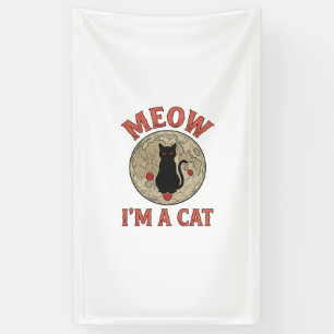 Lustige schwarze Katze Mond Vintage Halloween-Desi Banner