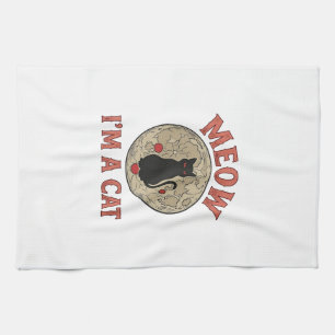 Lustige schwarze Katze Mond Vintage Halloween-Desi Geschirrtuch