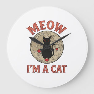 Lustige schwarze Katze Mond Vintage Halloween-Desi Große Wanduhr