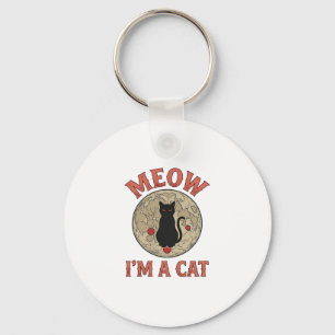 Lustige schwarze Katze Mond Vintage Halloween-Desi Schlüsselanhänger
