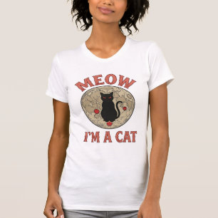 Lustige schwarze Katze Mond Vintage Halloween-Desi T-Shirt