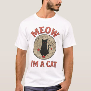 Lustige schwarze Katze Mond Vintage Halloween-Desi T-Shirt